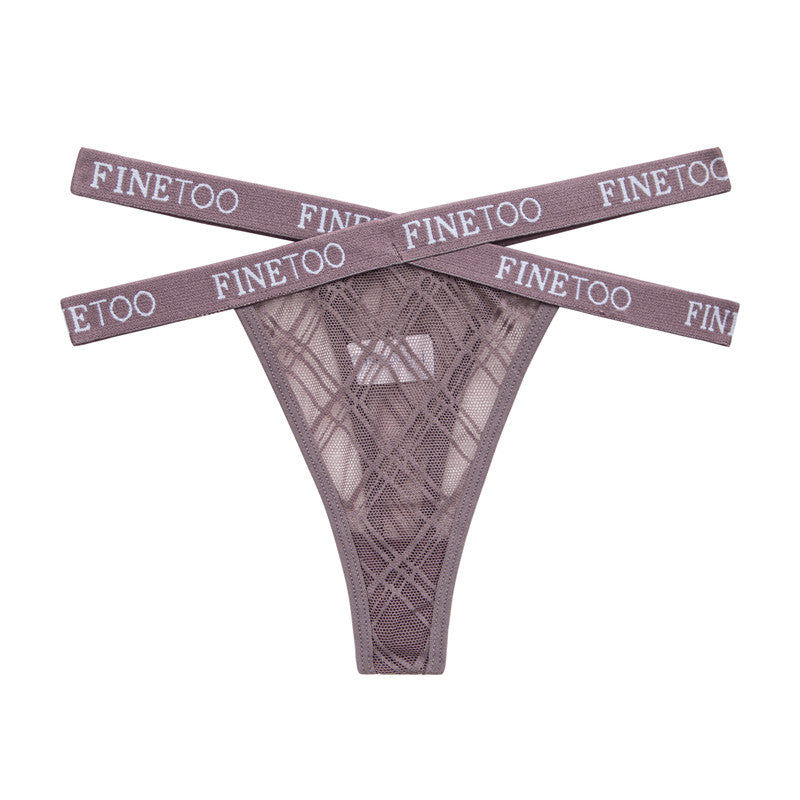 FINETOO Luxurious Lace Cross Strap Thongs