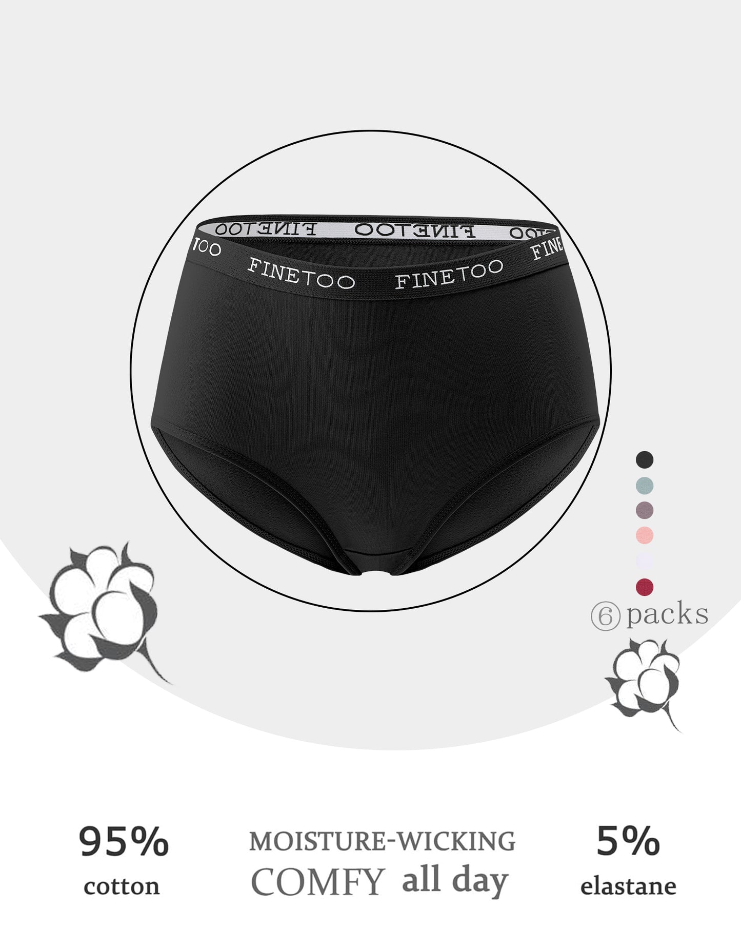 6Pack High Waist Cotton Underwear For Women