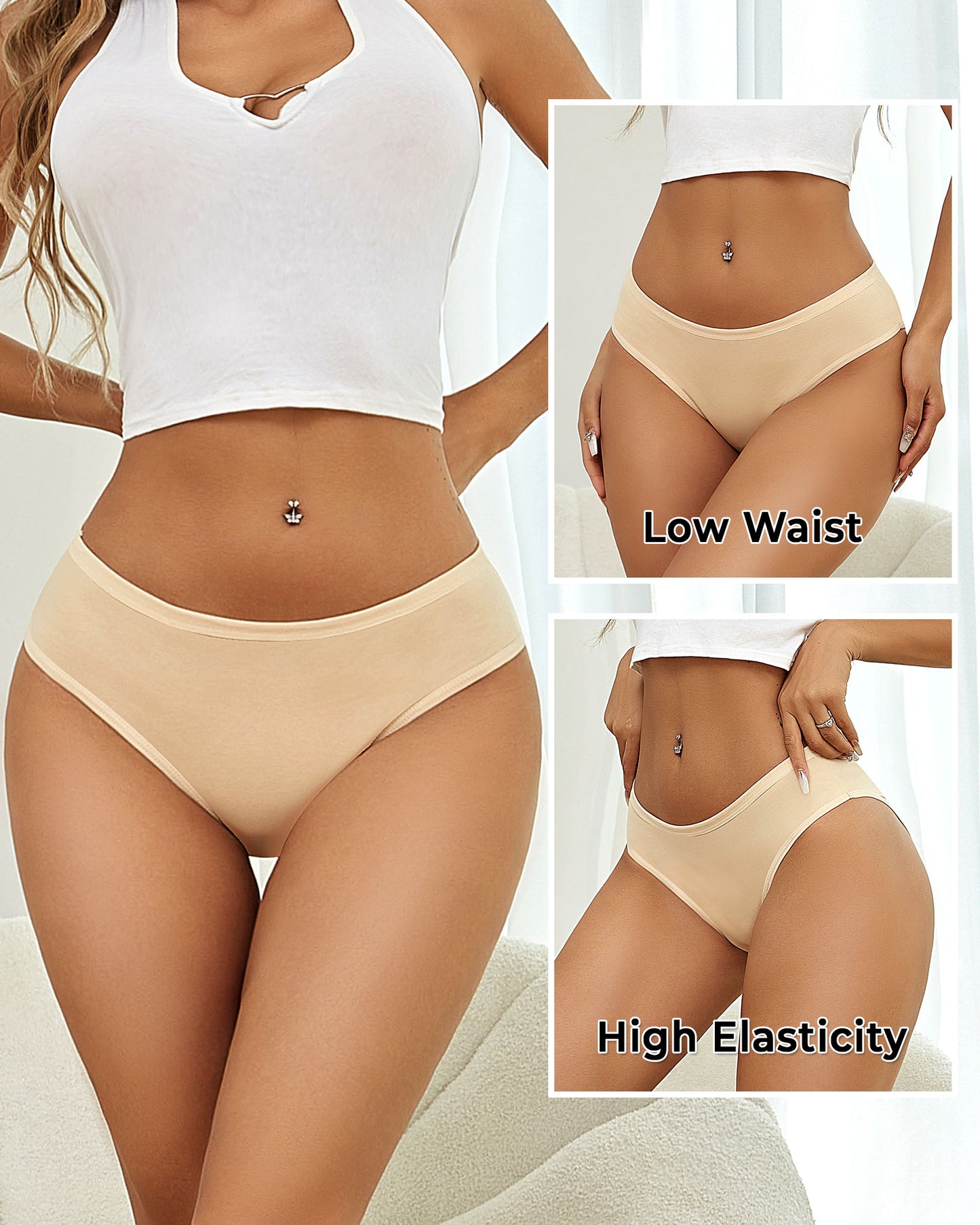 Finetoo 5 Pack Cotton Underwear for Women