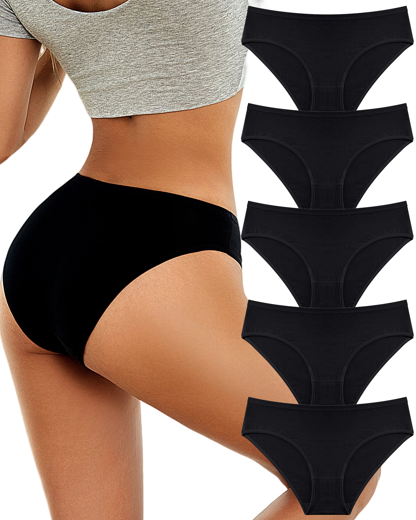 Finetoo 5 Pack Cotton Underwear for Women