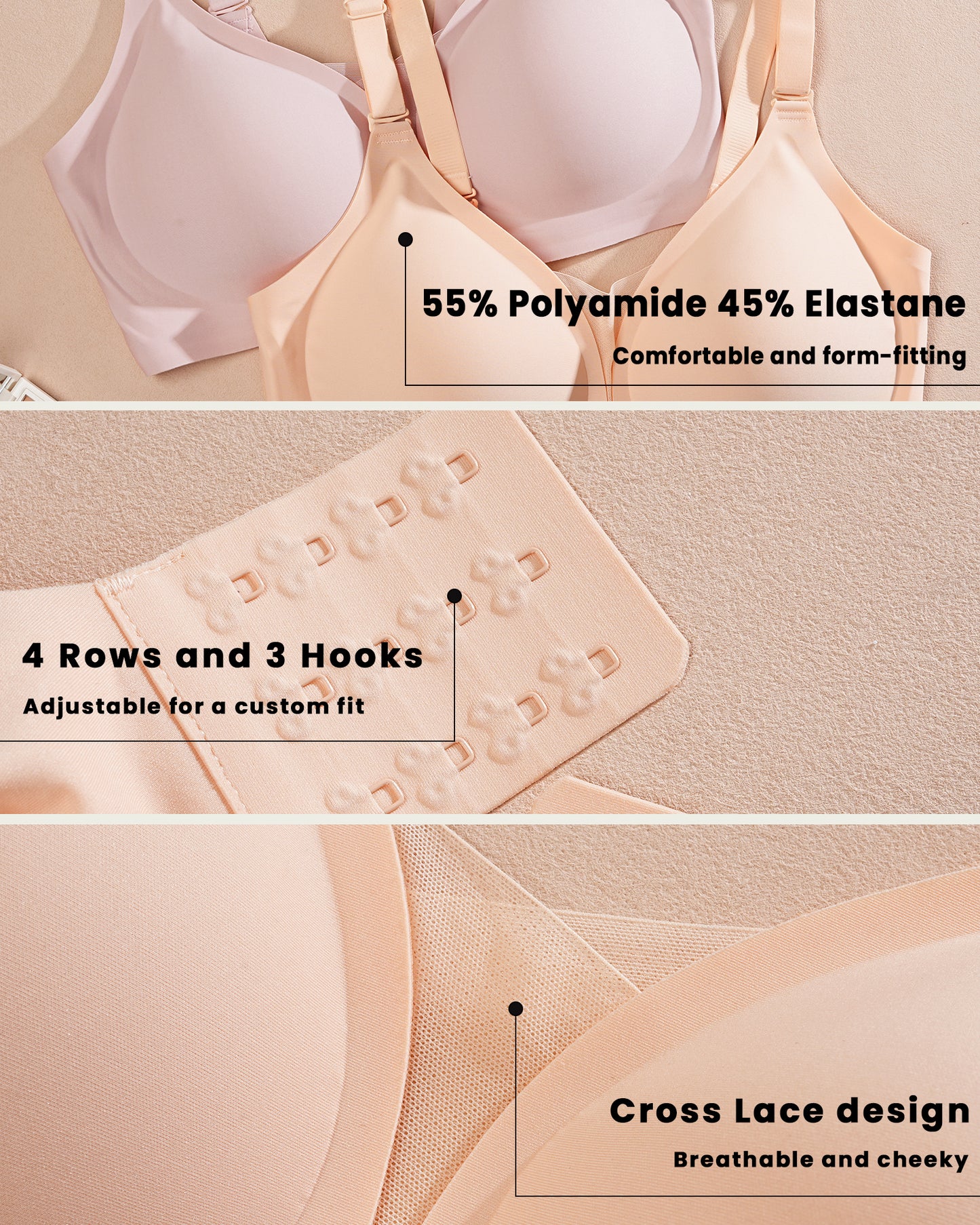 Finetoo Lace Seamless Bras for Women