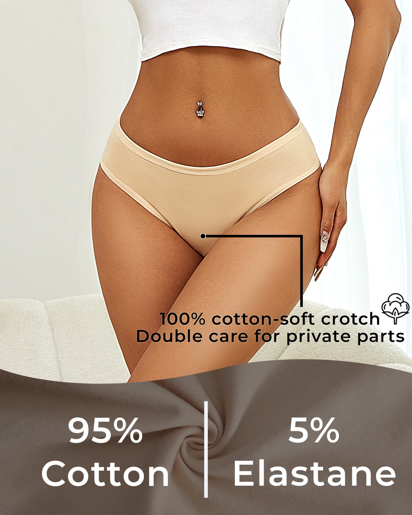 Finetoo 5 Pack Cotton Underwear for Women