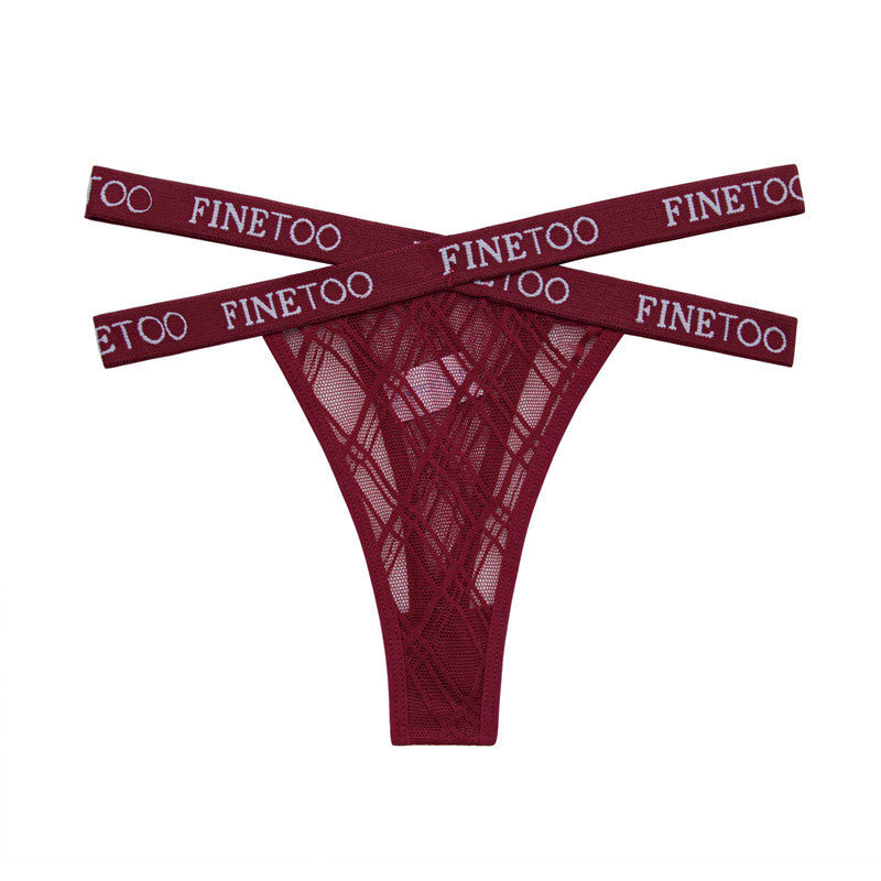 FINETOO Luxurious Lace Cross Strap Thongs