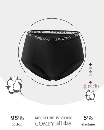6Pack High Waist Cotton Underwear For Women