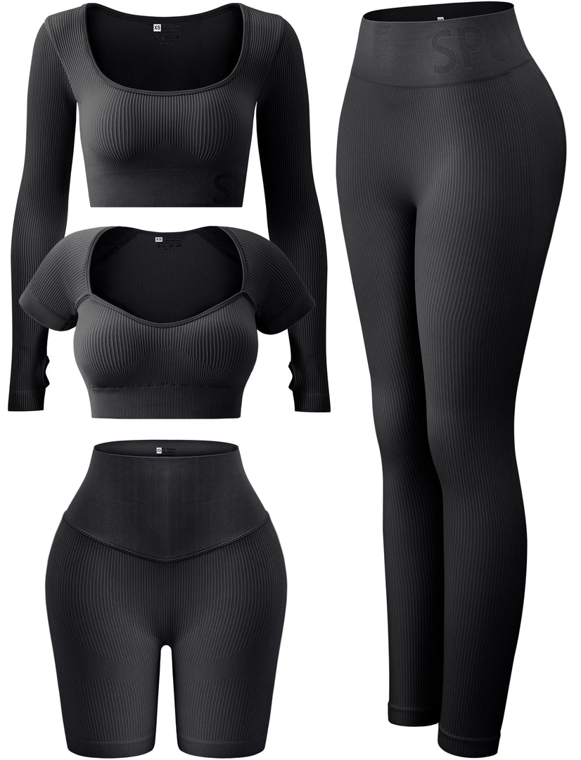 Buy Workout Outfits Sets for Women 4 piece Seamless Backless Tank