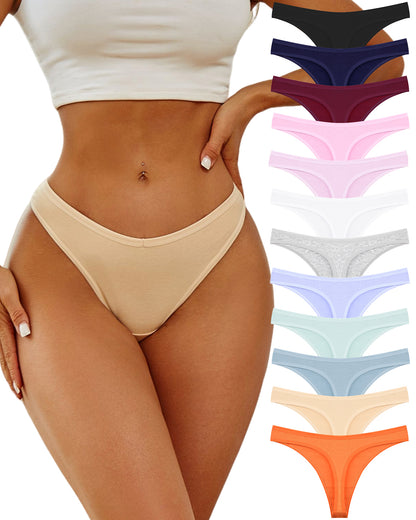 12 Pack Cotton Underwear for Women Thongs