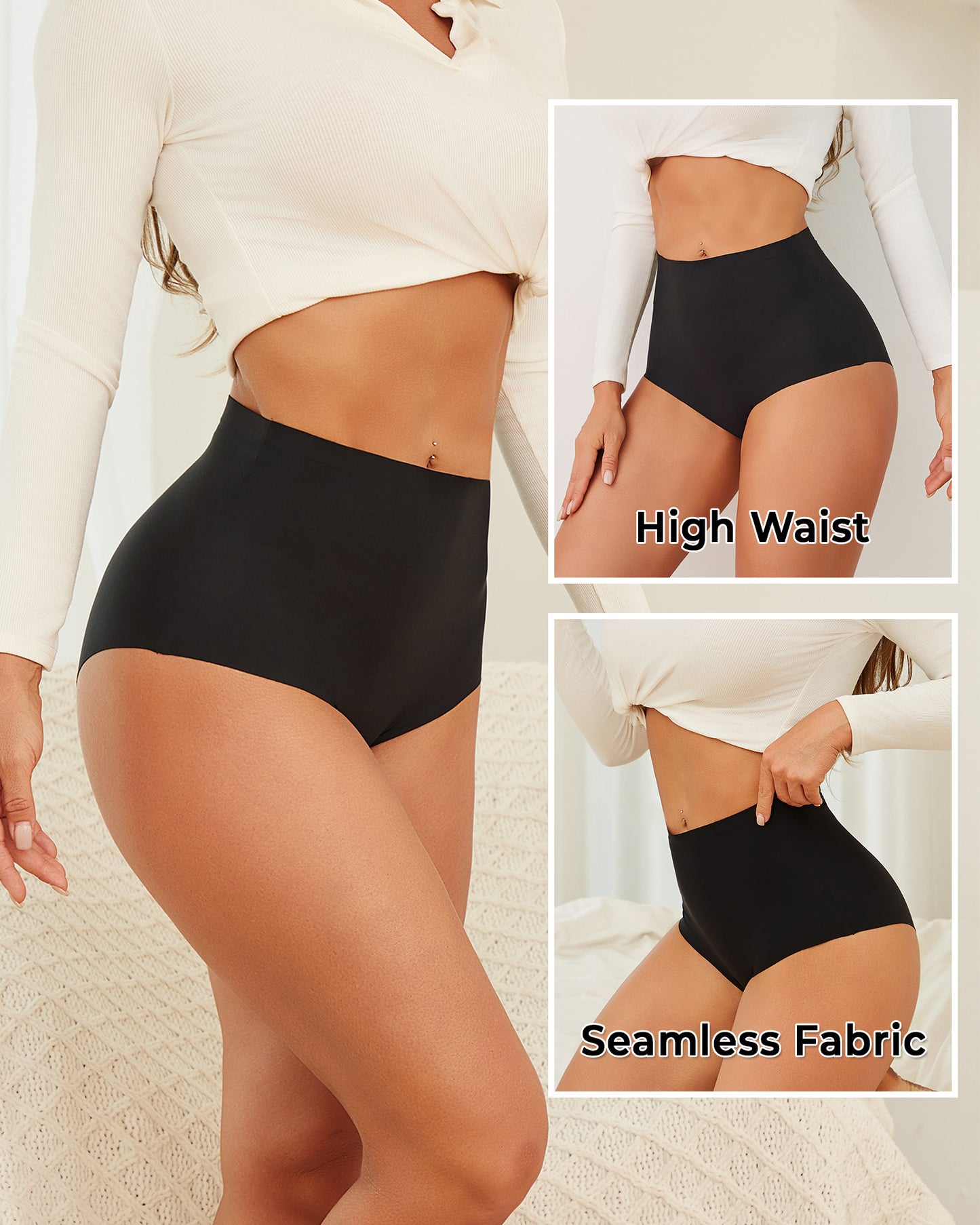 Finetoo 5 Pack High Waisted Seamless Underwear for Women