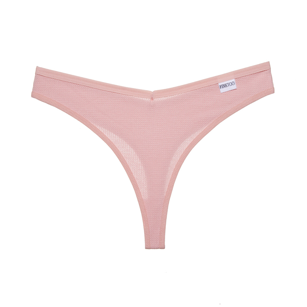 FINETOO Women's Cotton Stretch Thong Underwear 5 UK