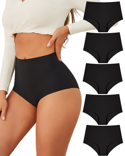 Finetoo 5 Pack High Waisted Seamless Underwear for Women