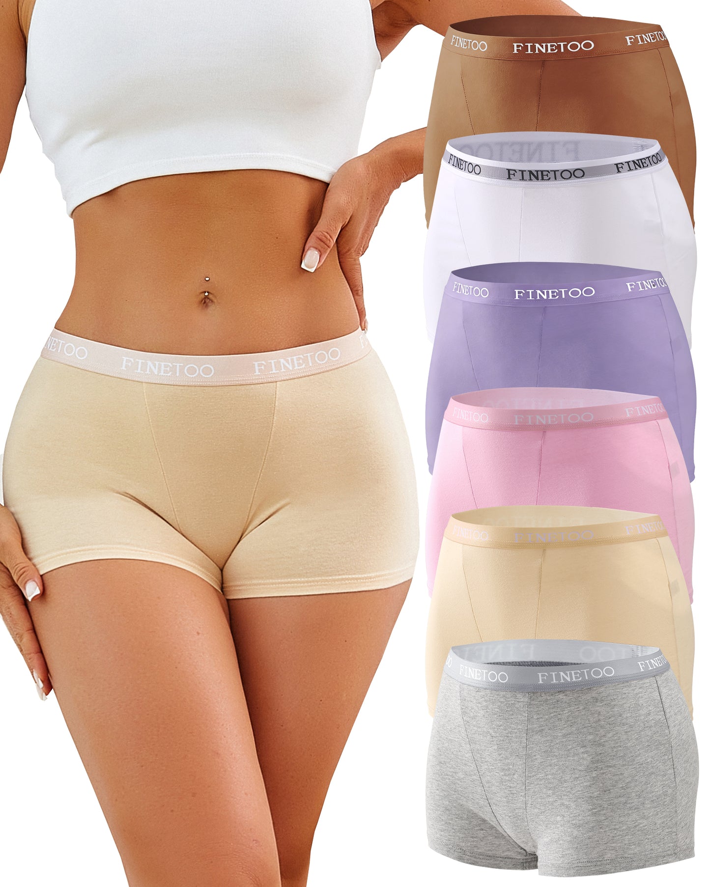 Womens Boyshort Underwear Cotton Boxer Briefs for Ladies Full Coverage BoyShorts Panties 6 Pack