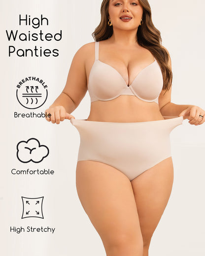 Finetoo 5 Pack High Waisted Seamless Underwear for Women Panties