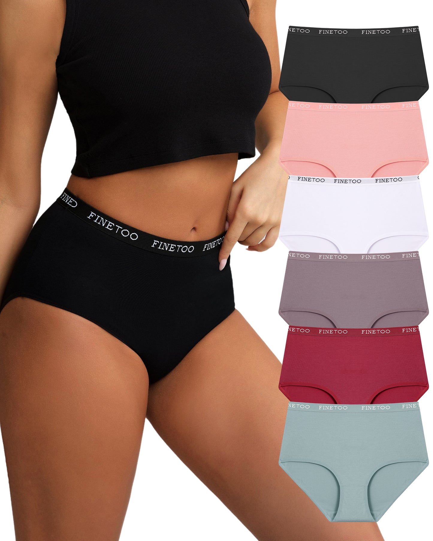 6Pack High Waist Cotton Underwear For Women