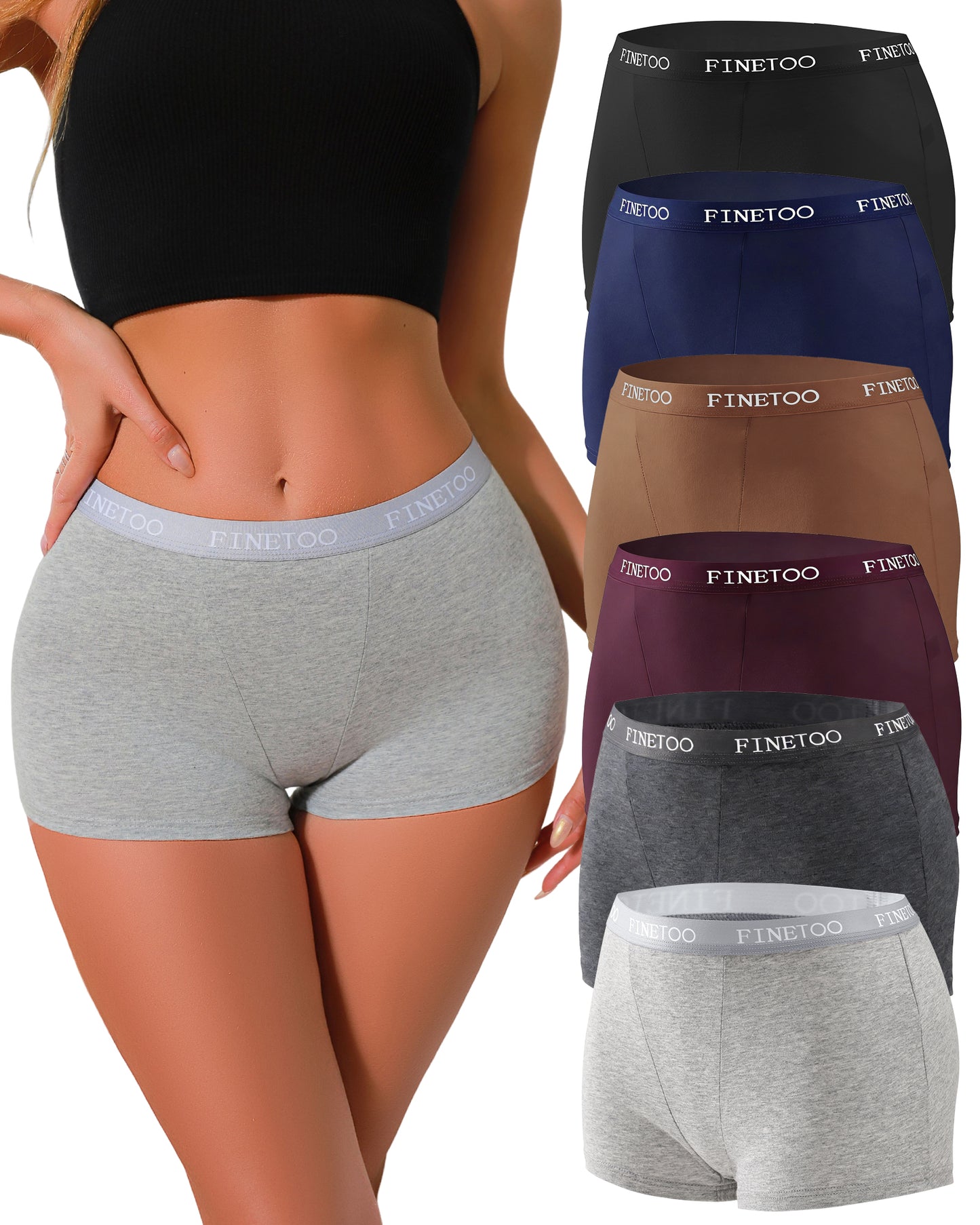 Womens Boyshort Underwear Cotton Boxer Briefs for Ladies Full Coverage BoyShorts Panties 6 Pack