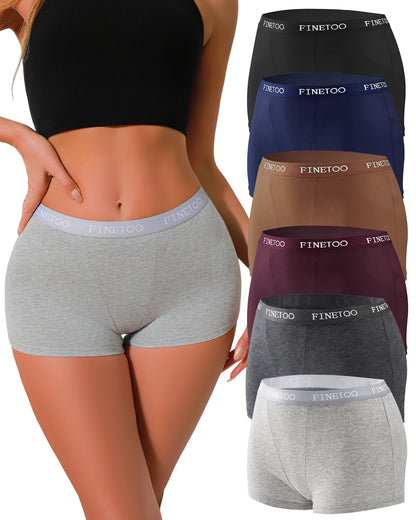Womens Boyshort Underwear Cotton Boxer Briefs for Ladies Full Coverage BoyShorts Panties 6 Pack