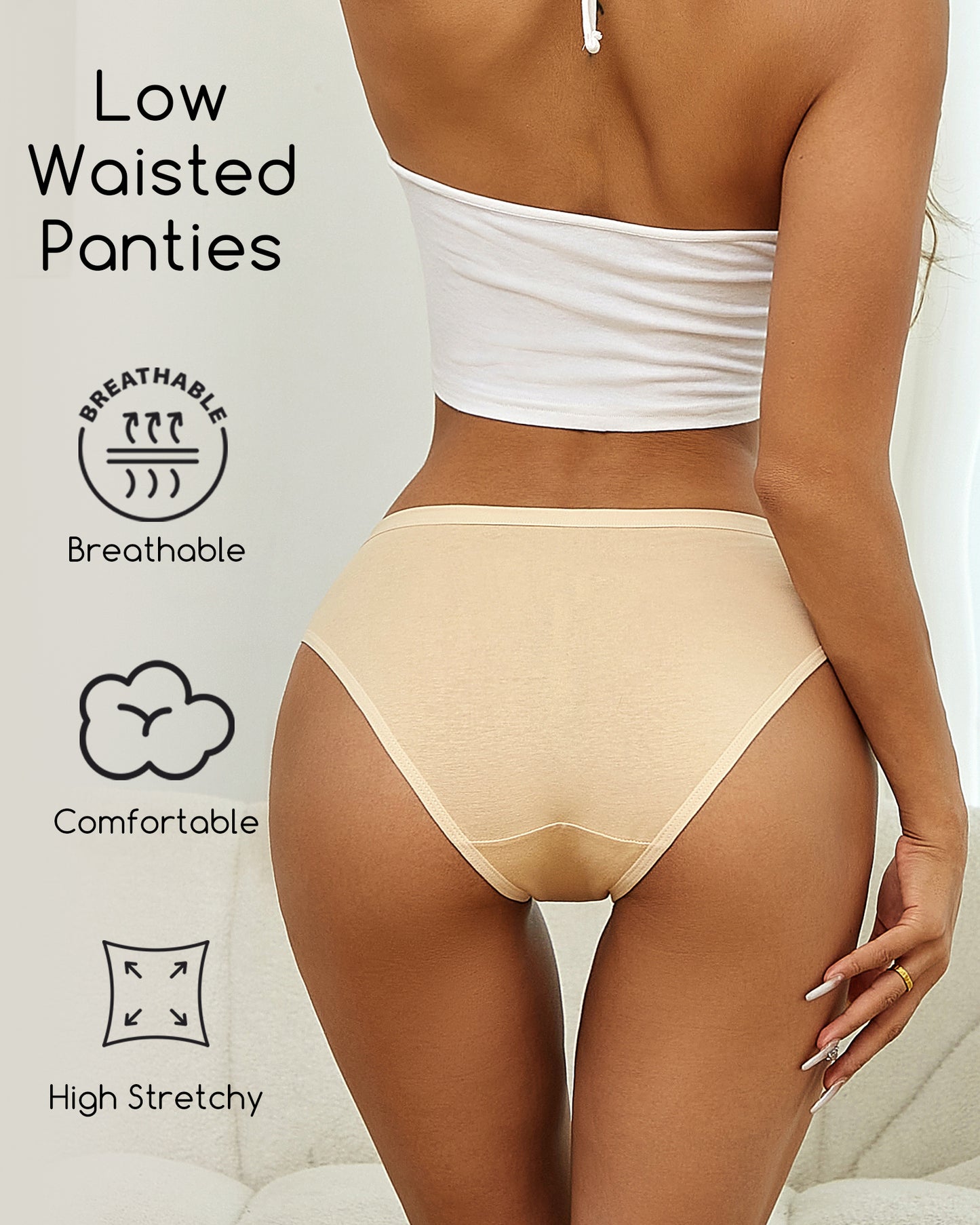 Finetoo 5 Pack Cotton Underwear for Women