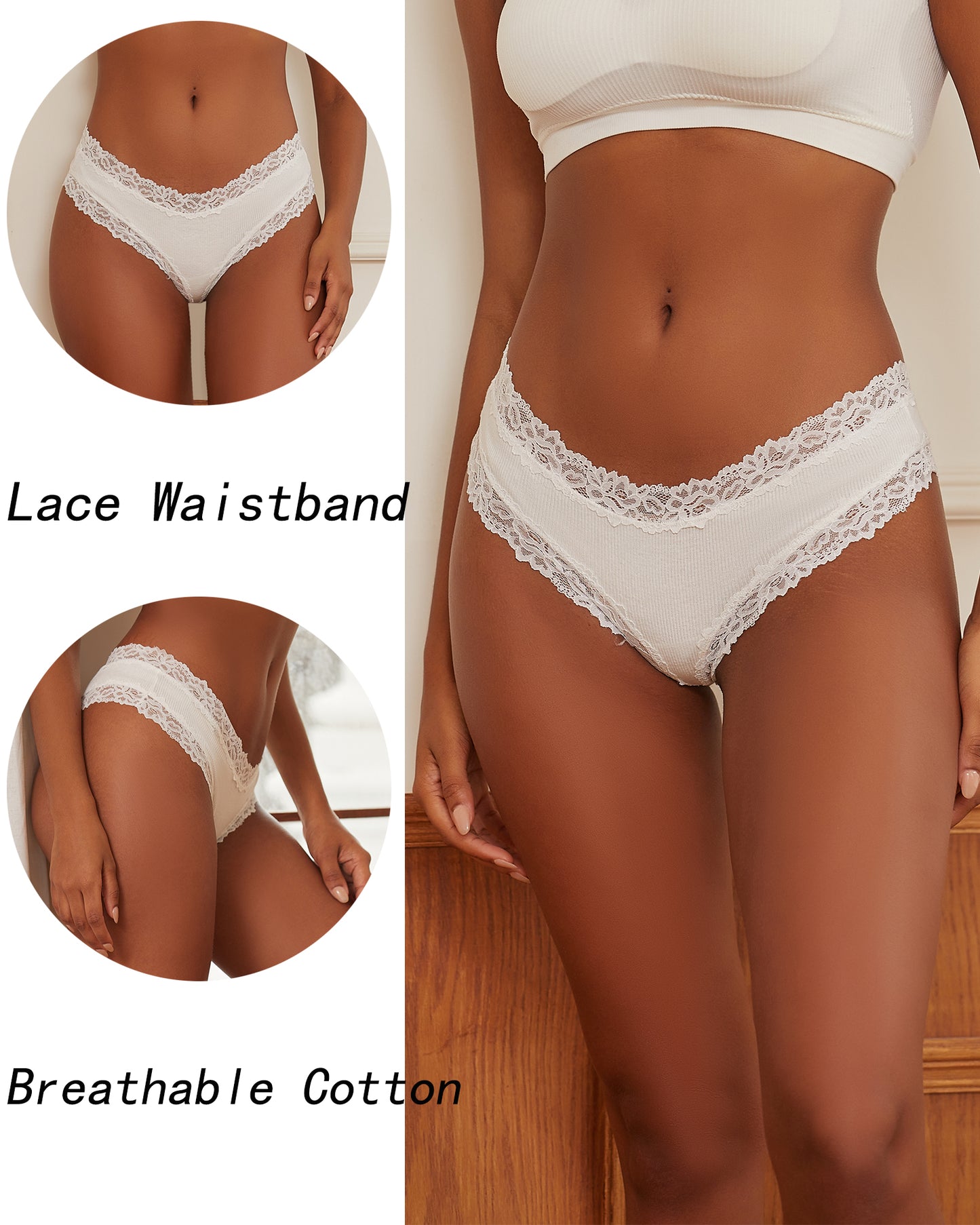 8PCS Cotton Lace Underwear