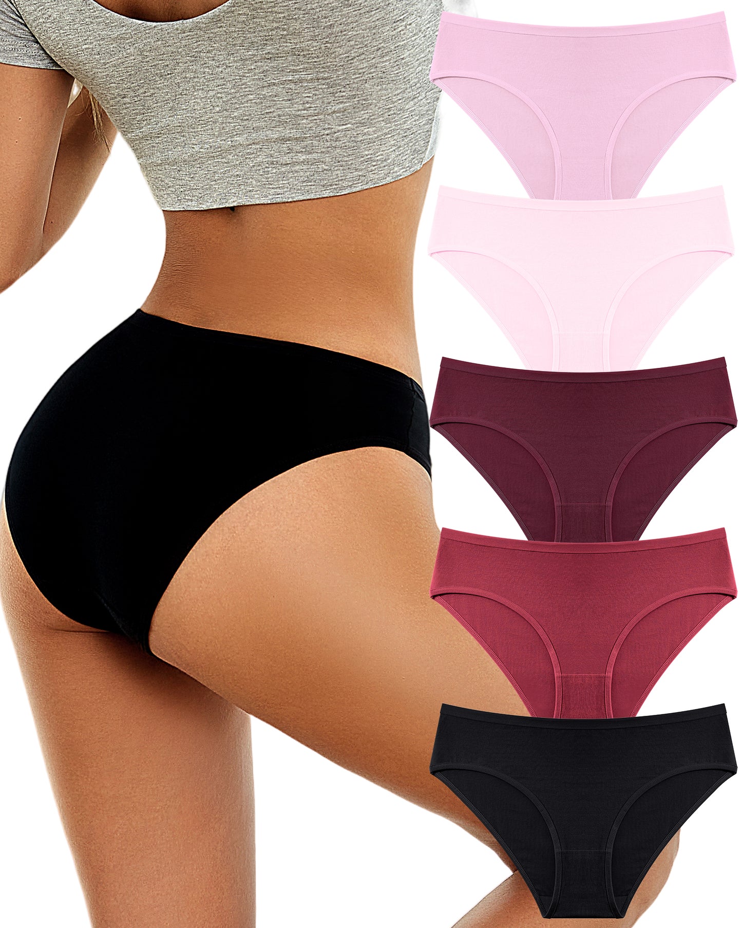 Finetoo 5 Pack Cotton Underwear for Women