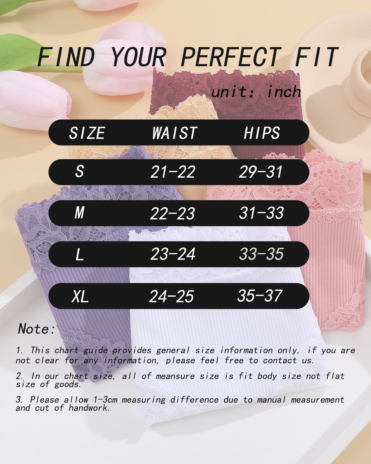 6pcs Cotton Underwear Lace