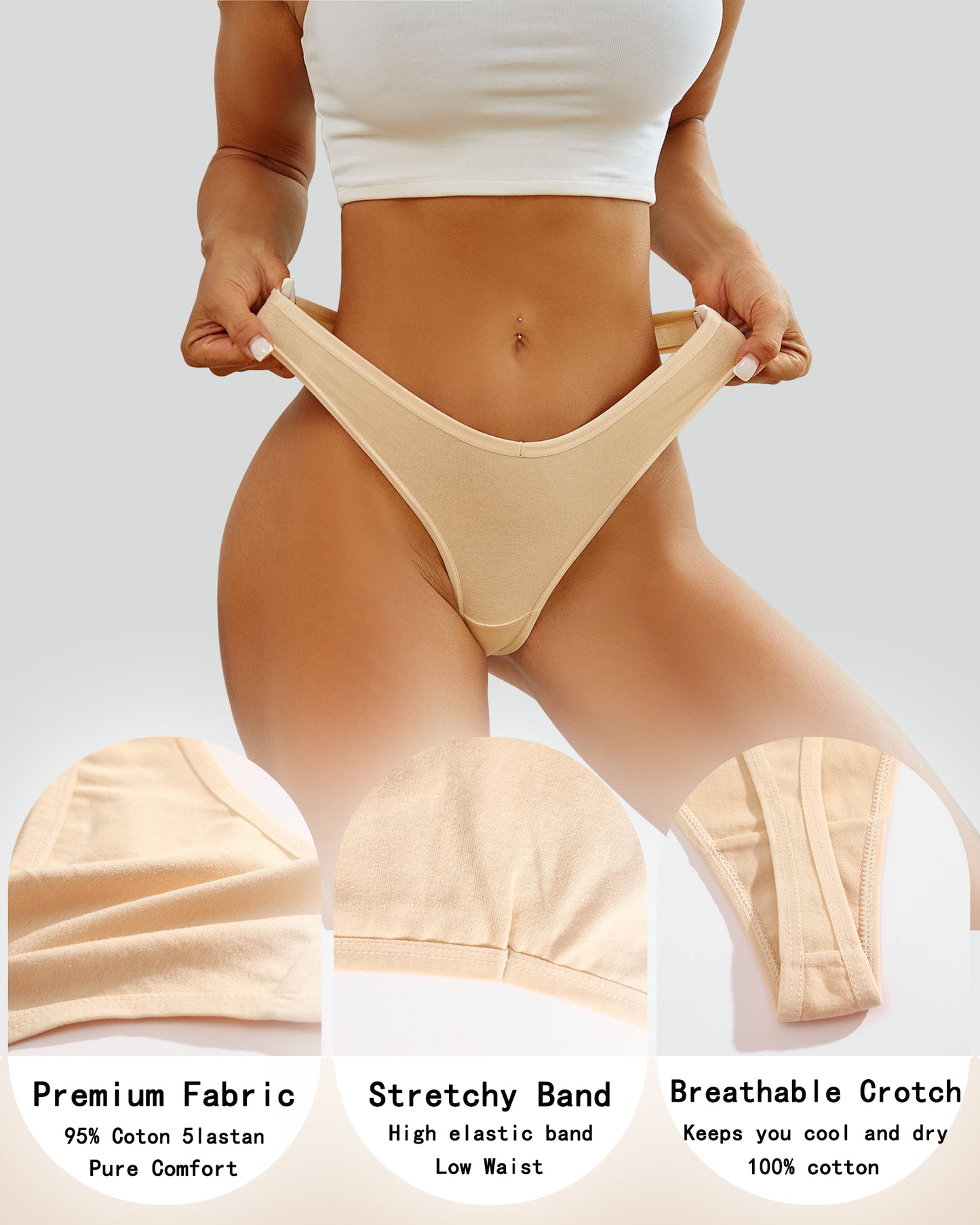 12 Pack Cotton Underwear for Women Thongs