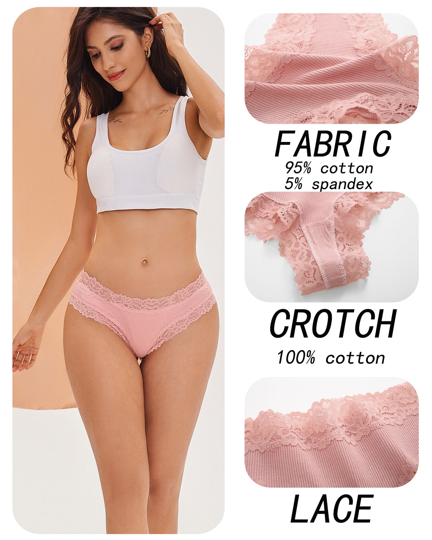 8PCS Cotton Lace Underwear