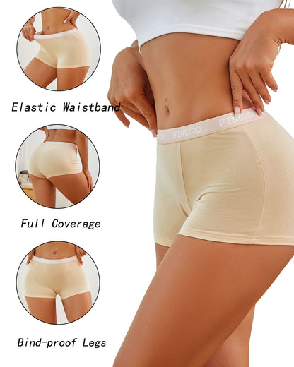 Womens Boyshort Underwear Cotton Boxer Briefs for Ladies Full Coverage BoyShorts Panties 6 Pack