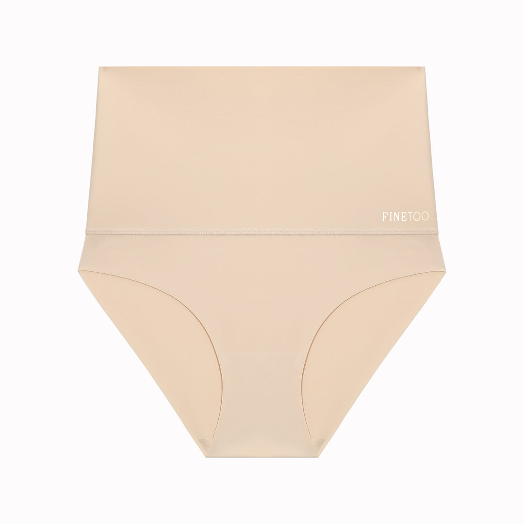 FINETOO Tummy Control Underwear for Women High Waisted Nylon Brief No Show  Womens Bikini Seamless Panties 4pack S-L