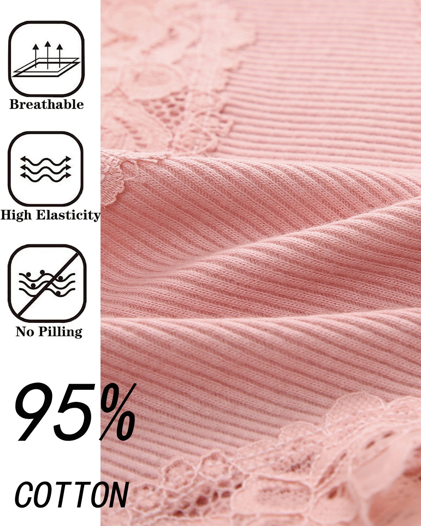 6pcs Cotton Underwear Lace