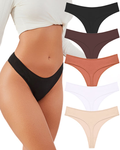 Finetoo 5 pack Cotton Thongs for Women