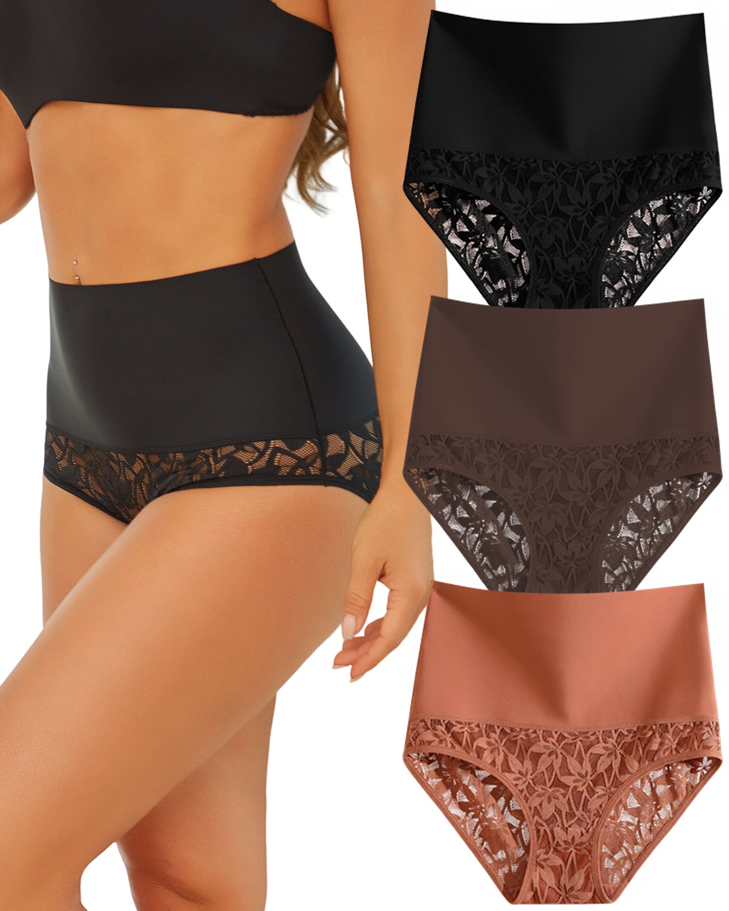 Finetoo 3 Pack Shapewear for Women Tummy Control High Waisted Panties