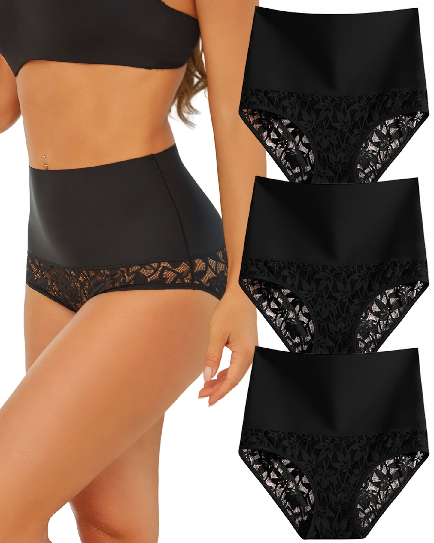 Finetoo 3 Pack Shapewear for Women Tummy Control High Waisted Panties