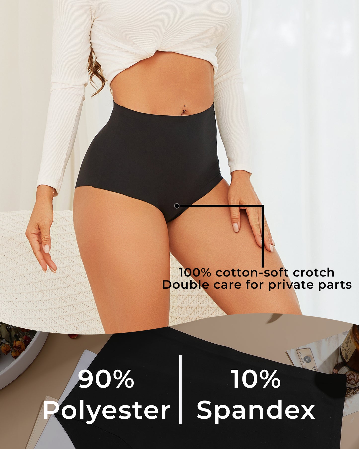 Finetoo 5 Pack High Waisted Seamless Underwear for Women