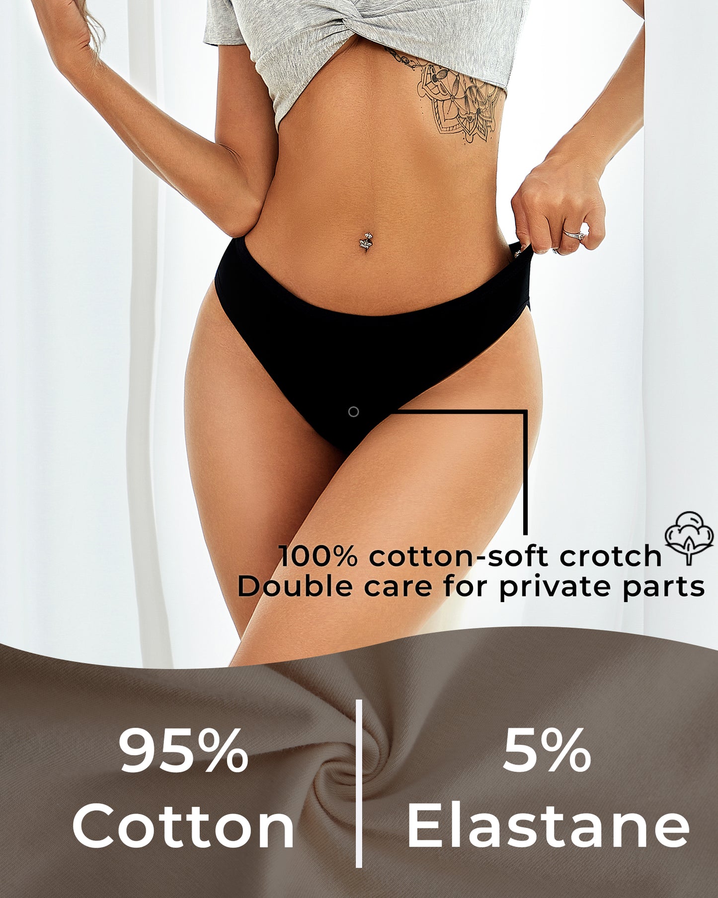 Finetoo 10 Pack Cotton Underwear for Women Hipster Panties Cheeky