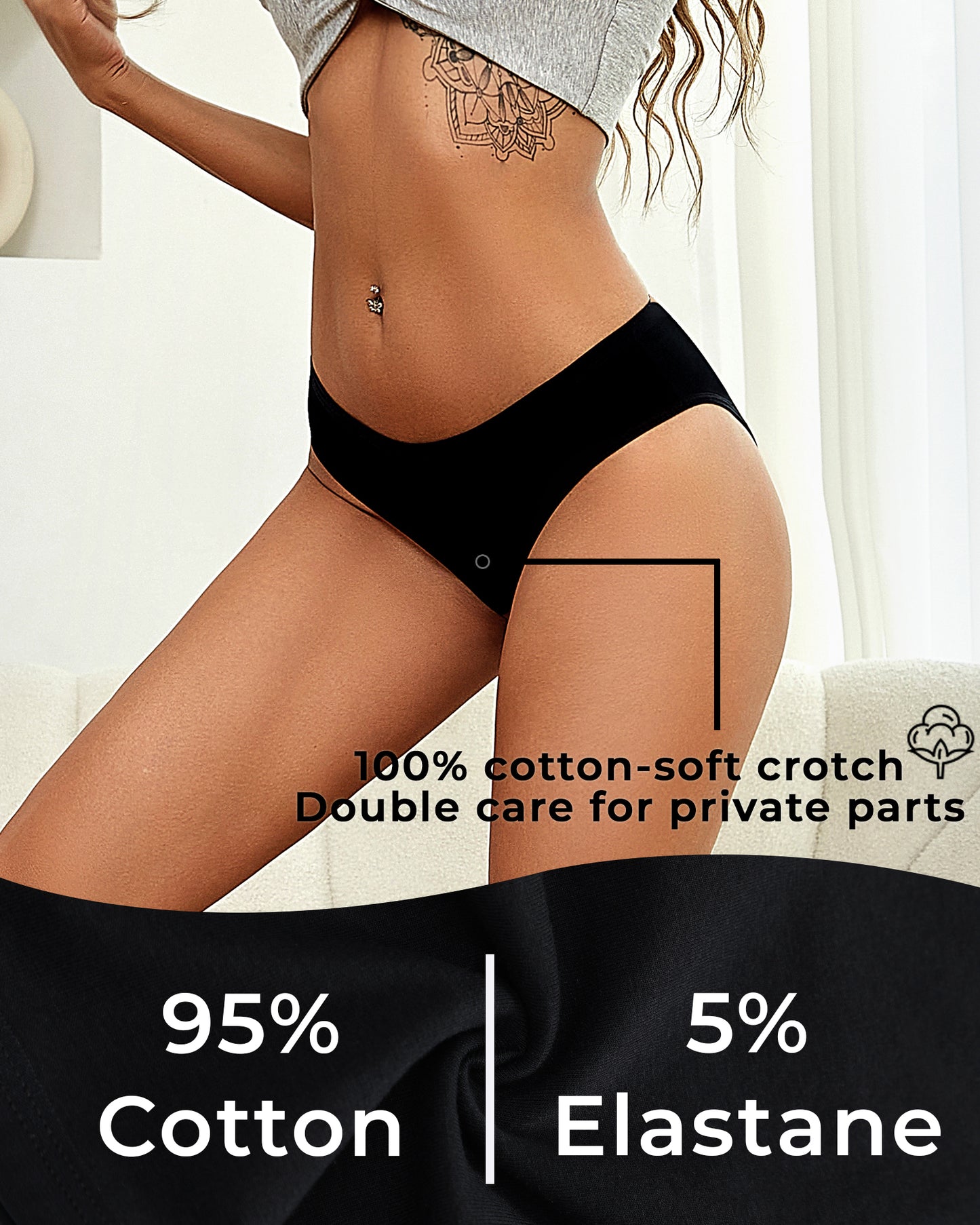 Finetoo 5 Pack Cotton Underwear for Women