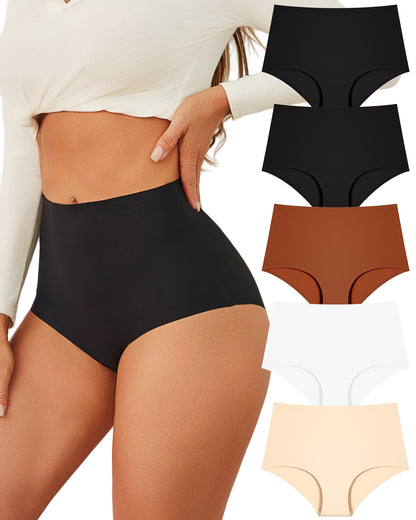 Finetoo 5 Pack High Waisted Seamless Underwear for Women