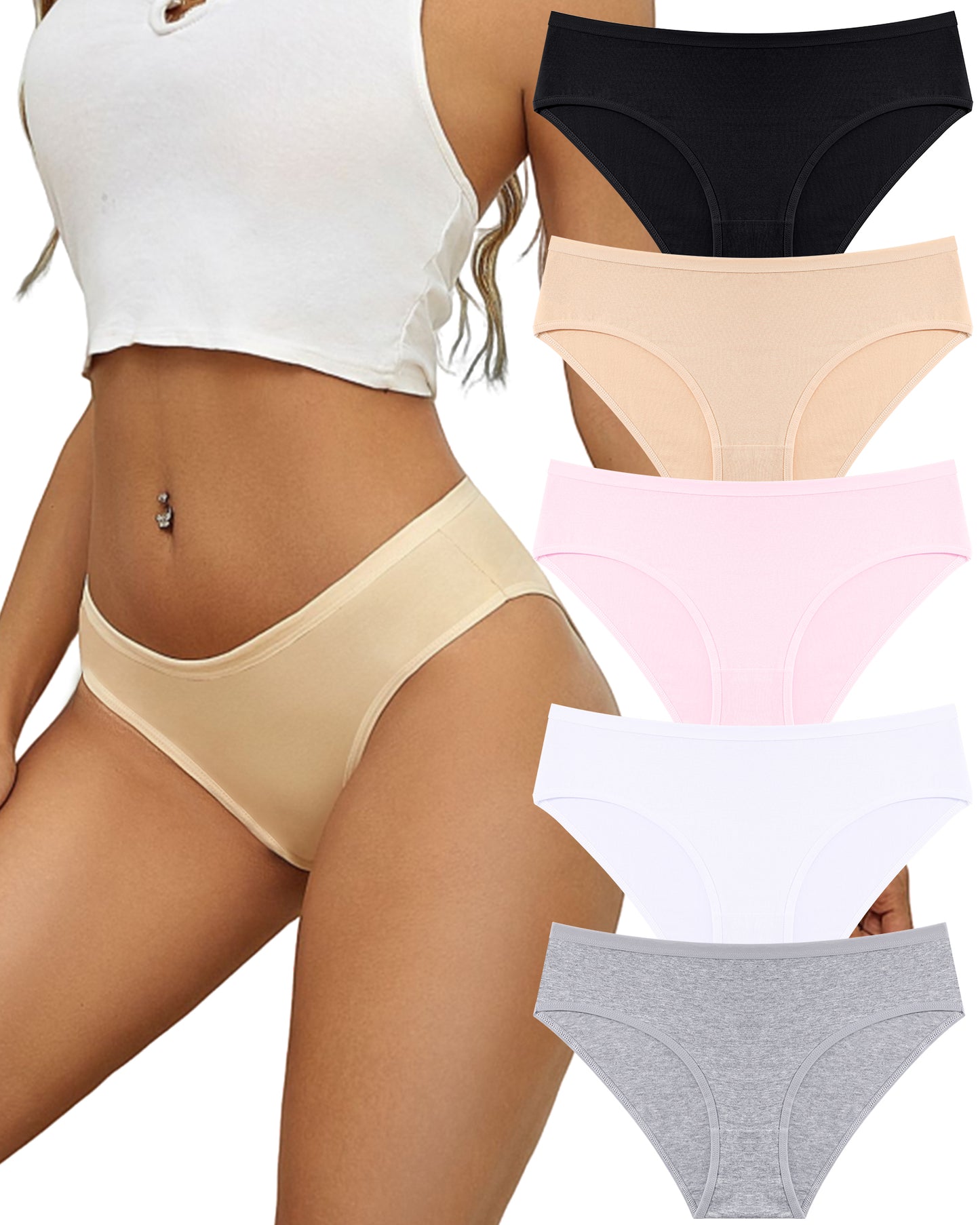 Finetoo 5 Pack Cotton Underwear for Women