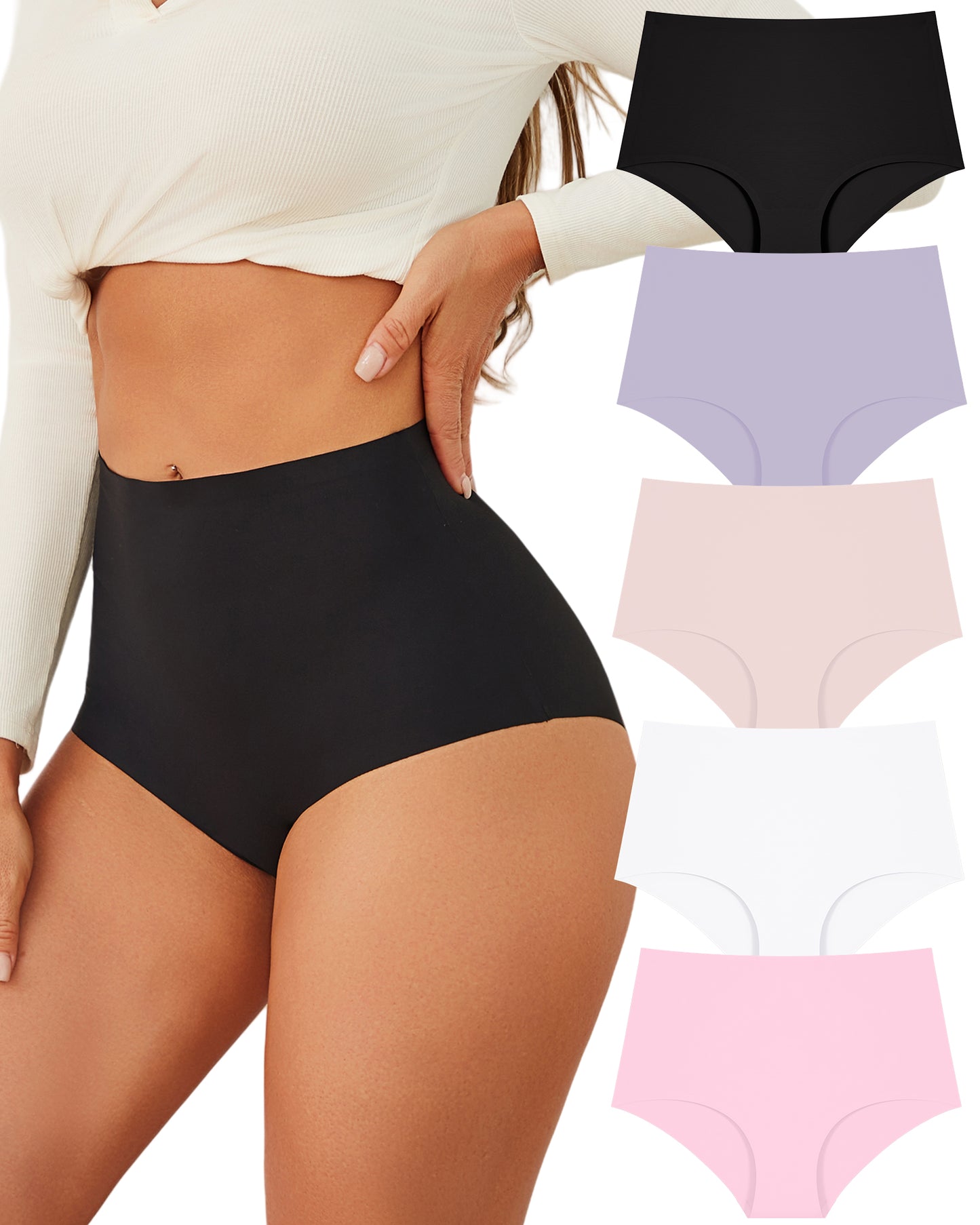 Finetoo 5 Pack High Waisted Seamless Underwear for Women